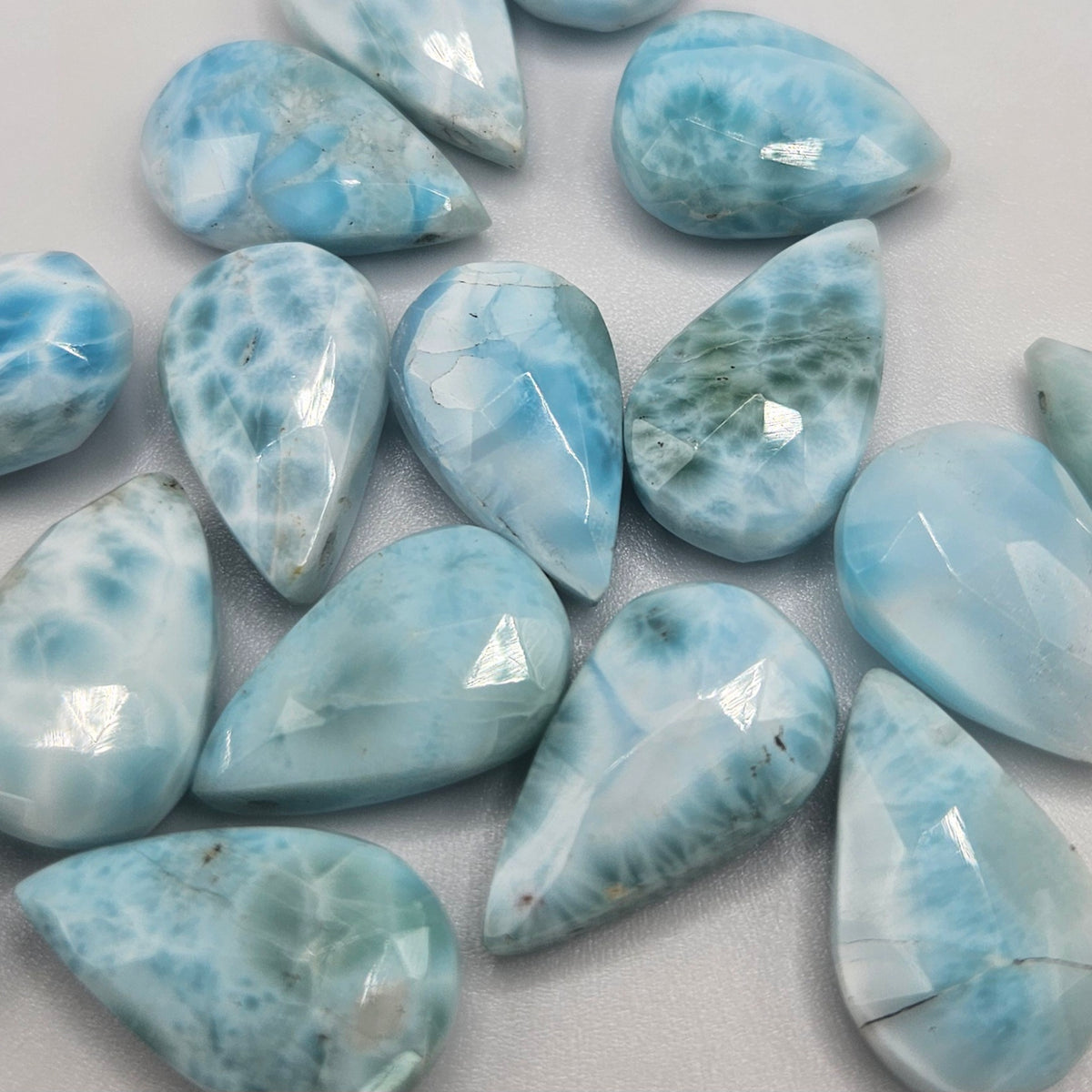 4mmx10mm Faceted Larimar Top Drill Single Bead.