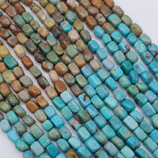4mm x 6mm Turquoise Square Bead Strand.