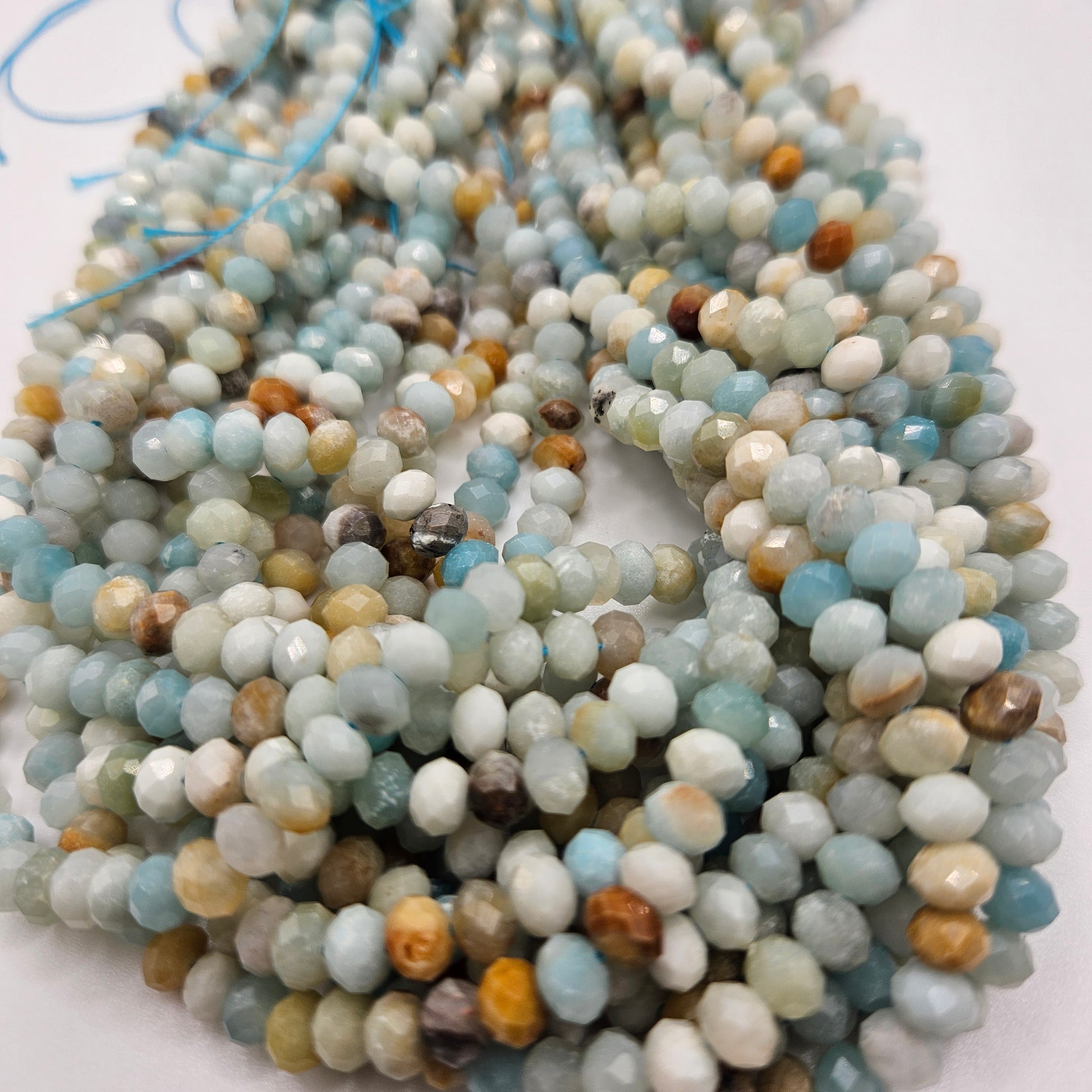 4x6mm Amazonite Rondelle Faceted Bead Strand.