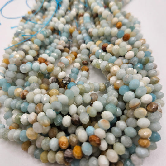 4x6mm Amazonite Rondelle Faceted Bead Strand.