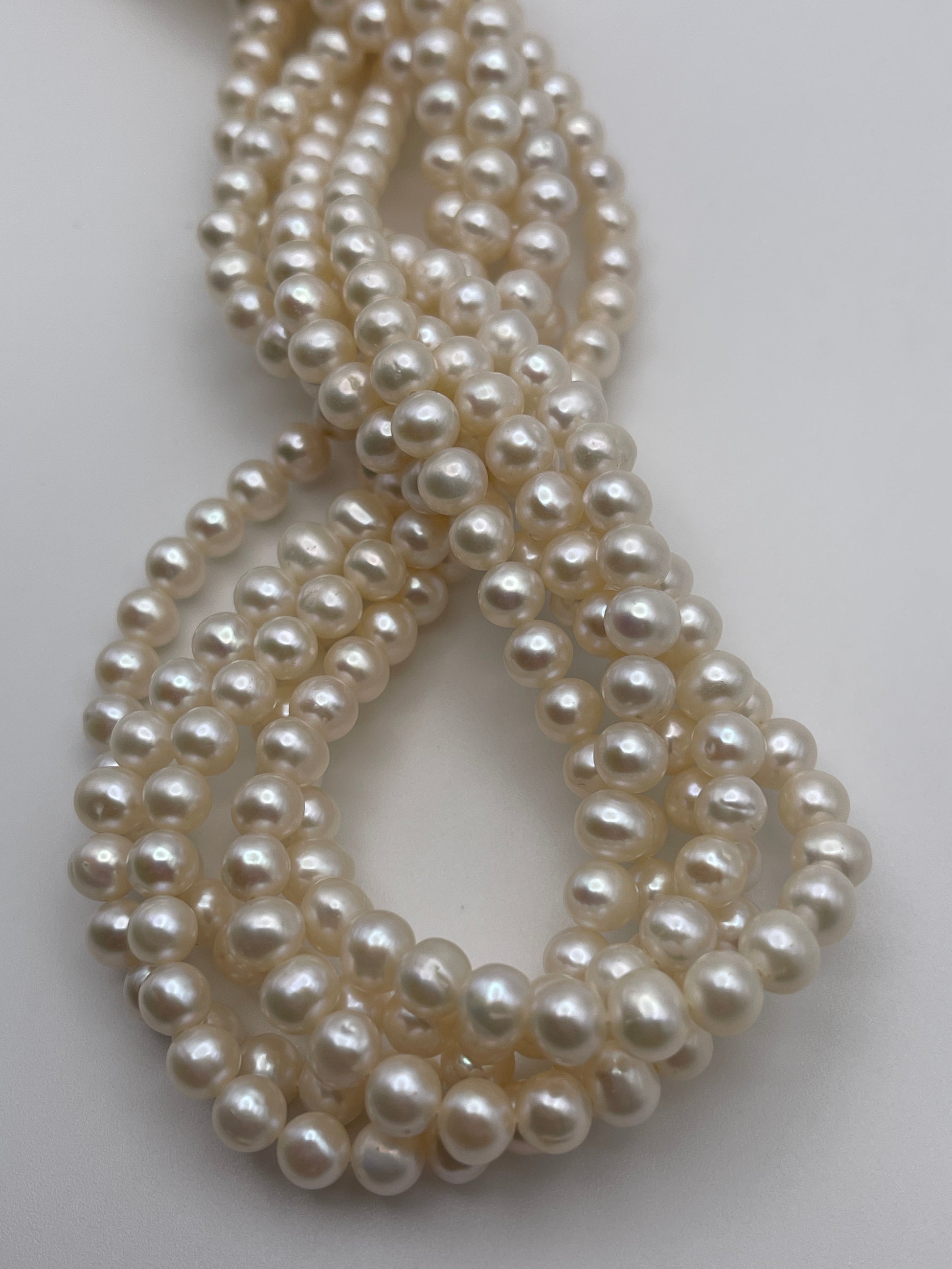 5.5-6mm White Potato Pearl Bead Strand.