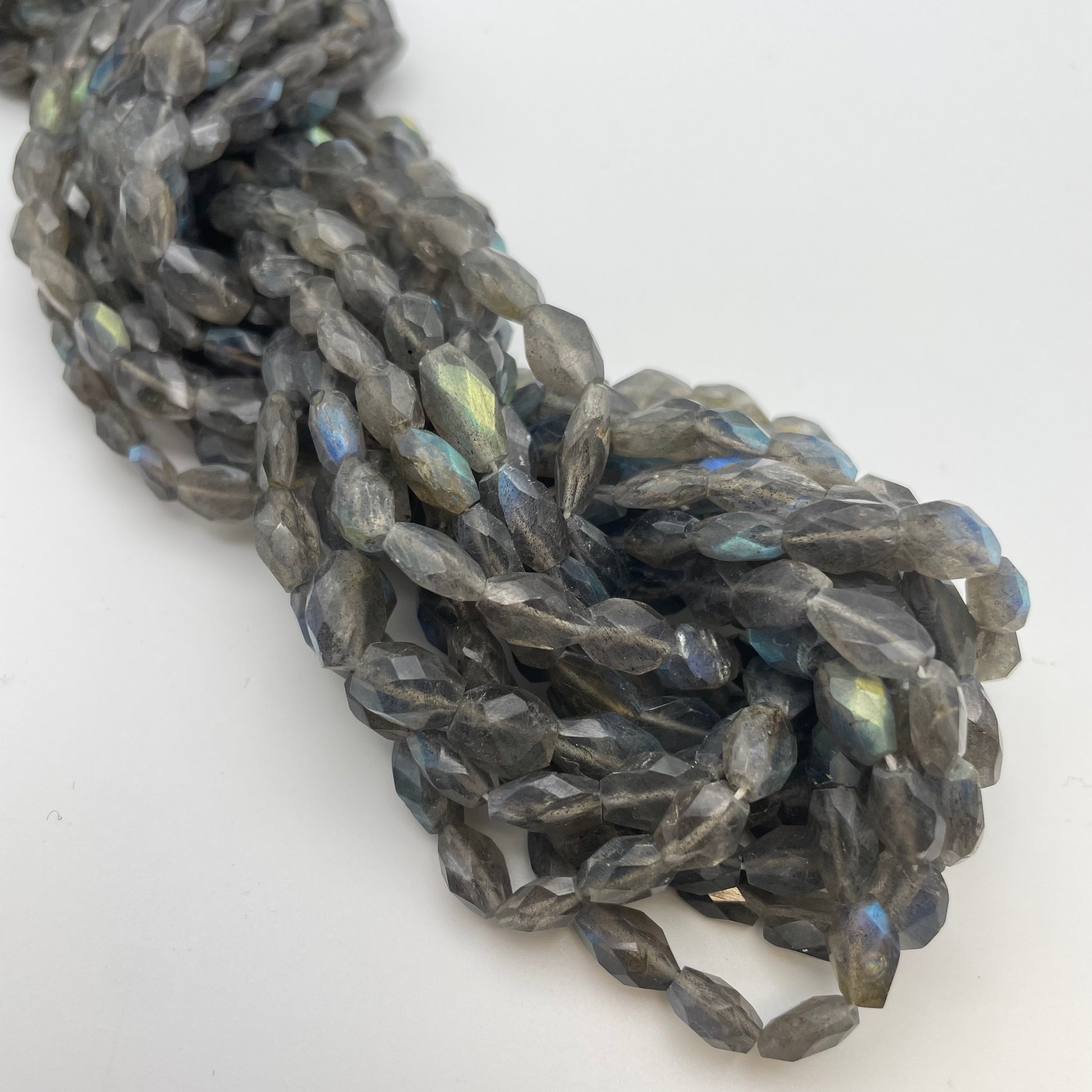 9mm Labradorite Faceted Oval Strand