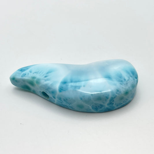 Larimar 47x20mm Cabochon Flame Top Drill