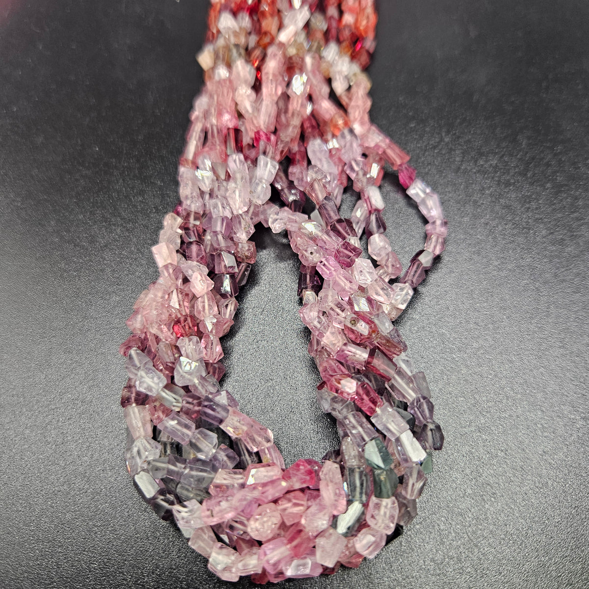 5mm-6mm Faceted Mixed Spinel Chunk Bead Strand.