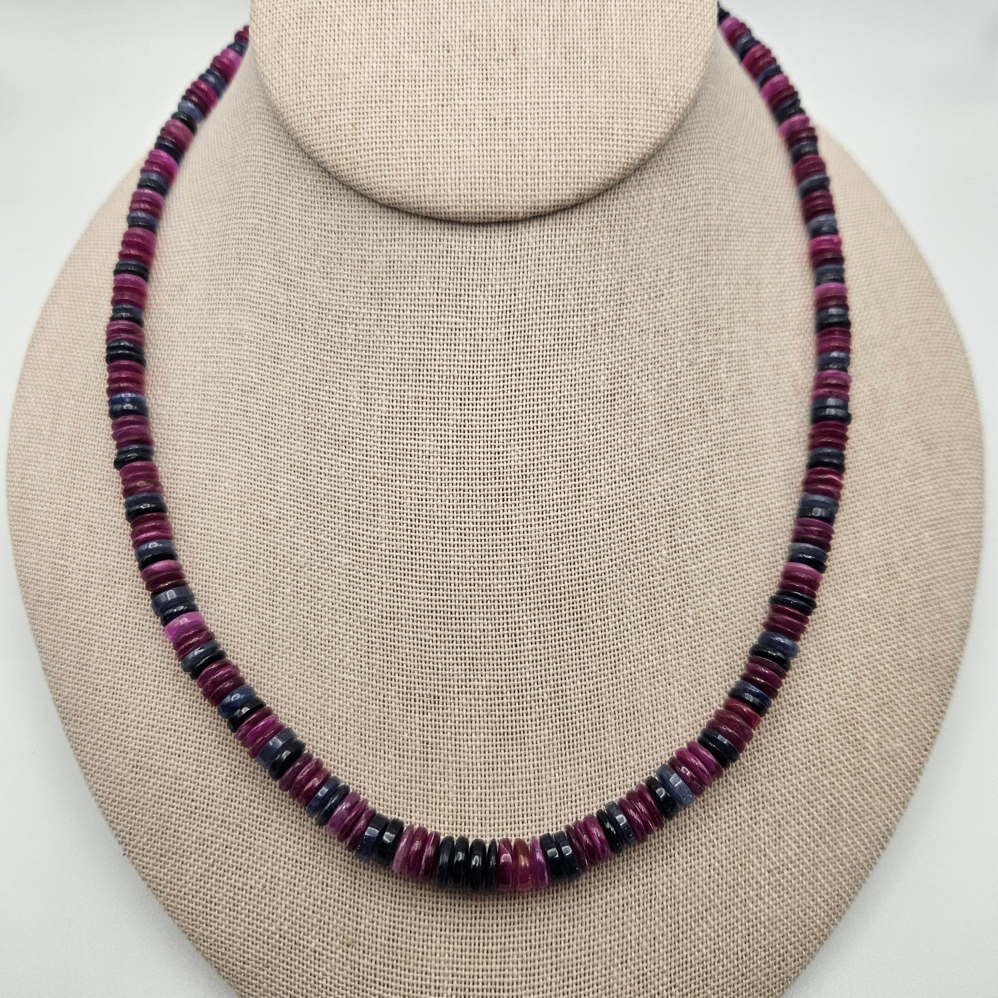 5mm-8mm Ruby Sapphire Heishi Bead Strand.