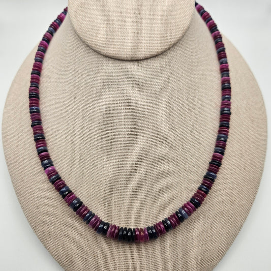 5mm-8mm Ruby Sapphire Heishi Bead Strand.