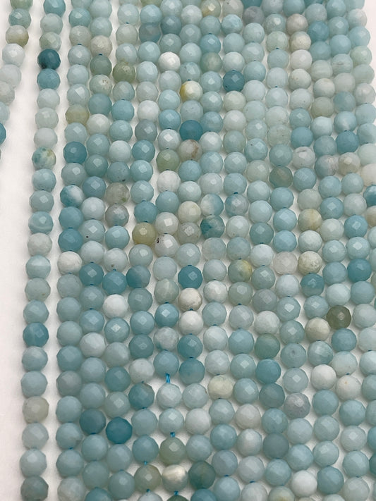 5mm Amazonite Faceted Round Bead Strand.