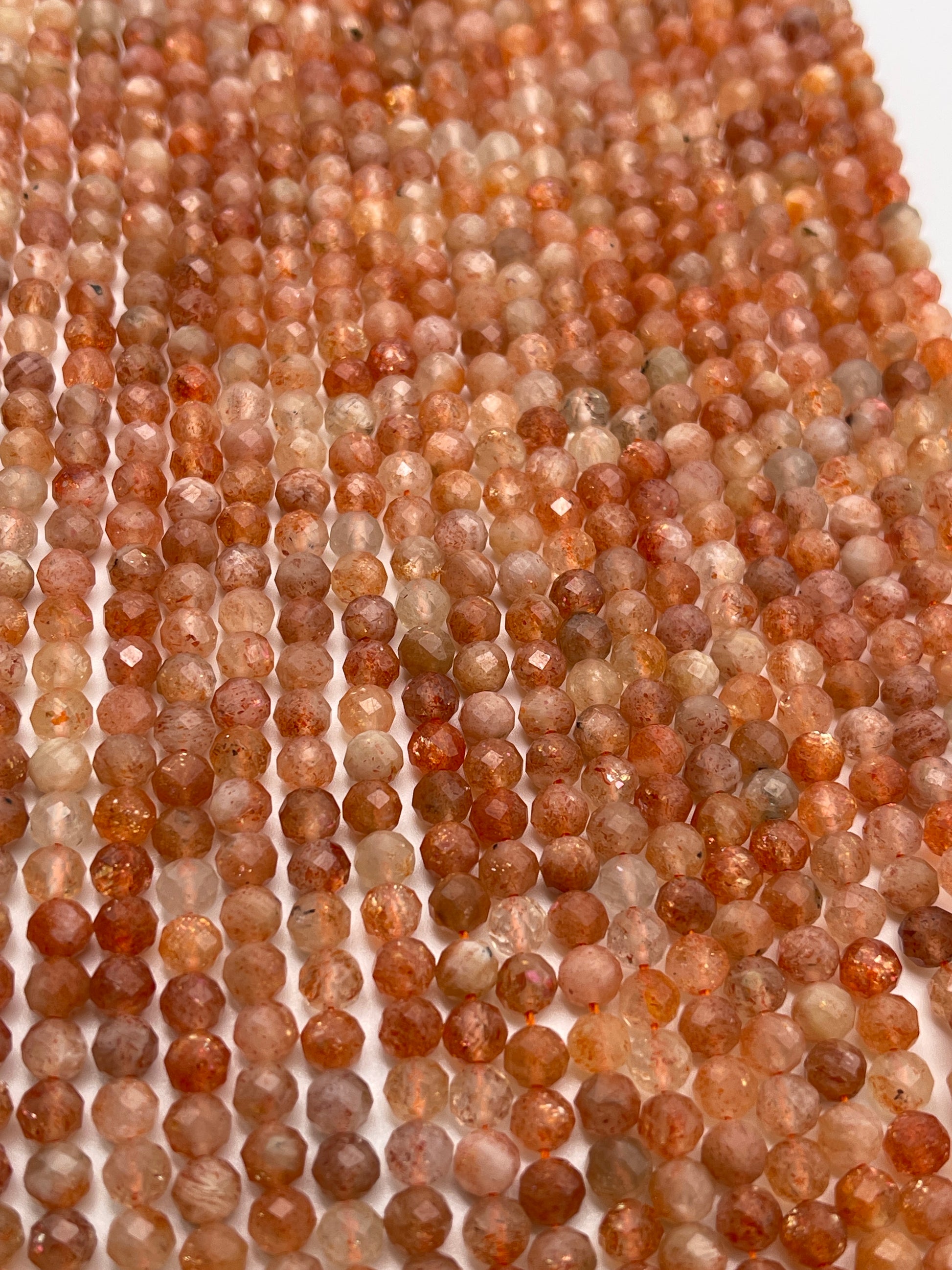 5mm Faceted Sunstone A Bead Strand.