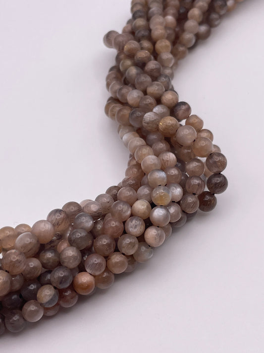 5mm Gray Moonstone Round Bead Strand.