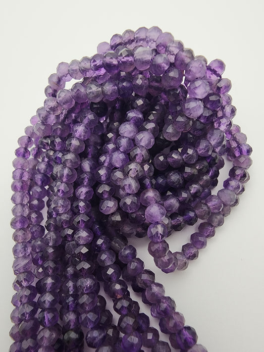 4mm Amethyst Faceted Bead Strand.