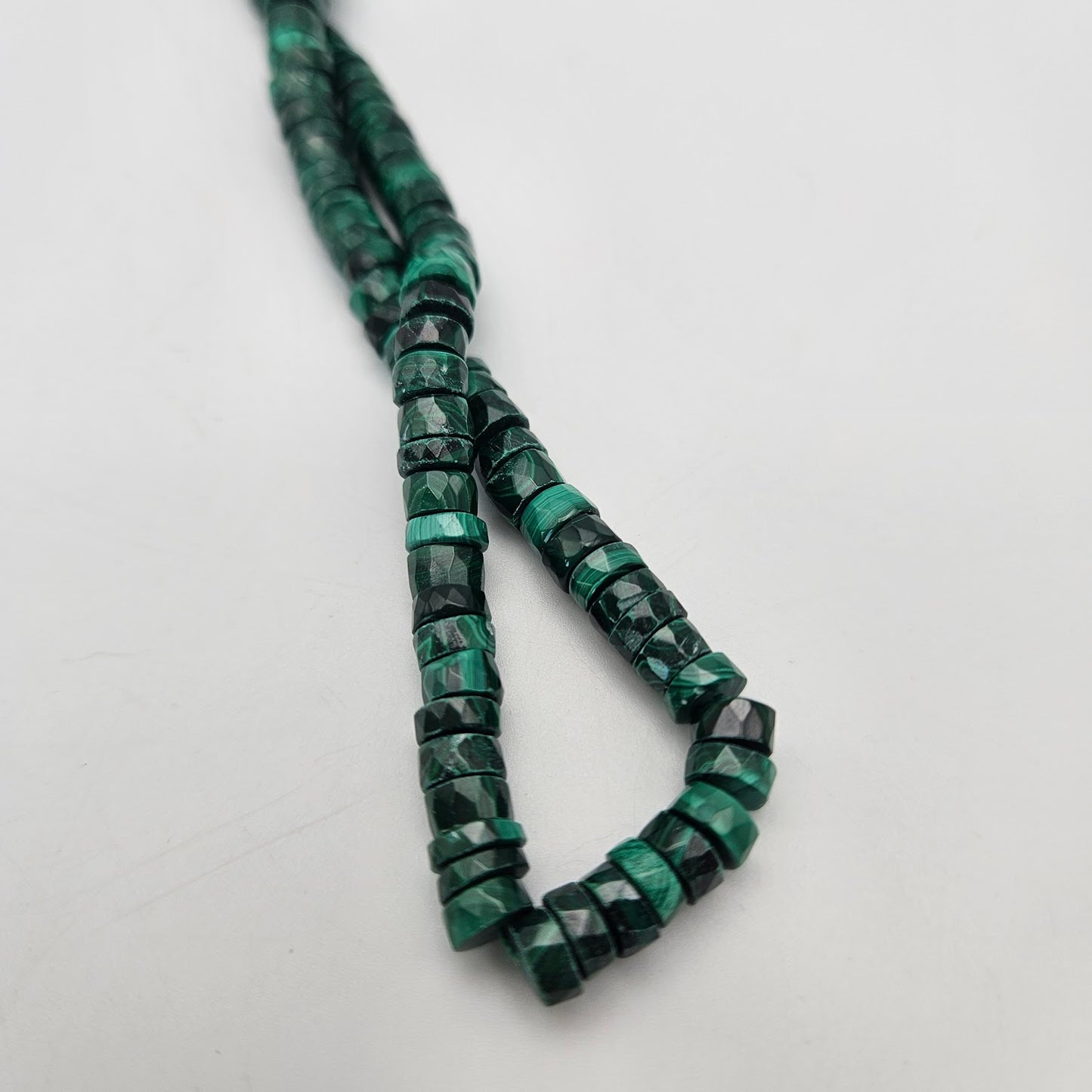 5mm Malachite Rondell Bead Strand.