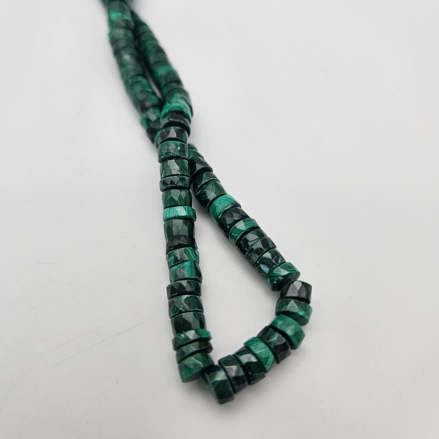 5mm Malachite Rondell Bead Strand.