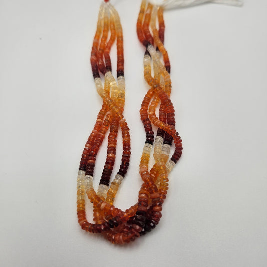 5mm Mexican Fire Opal Rondelle Faceted Bead Strand.