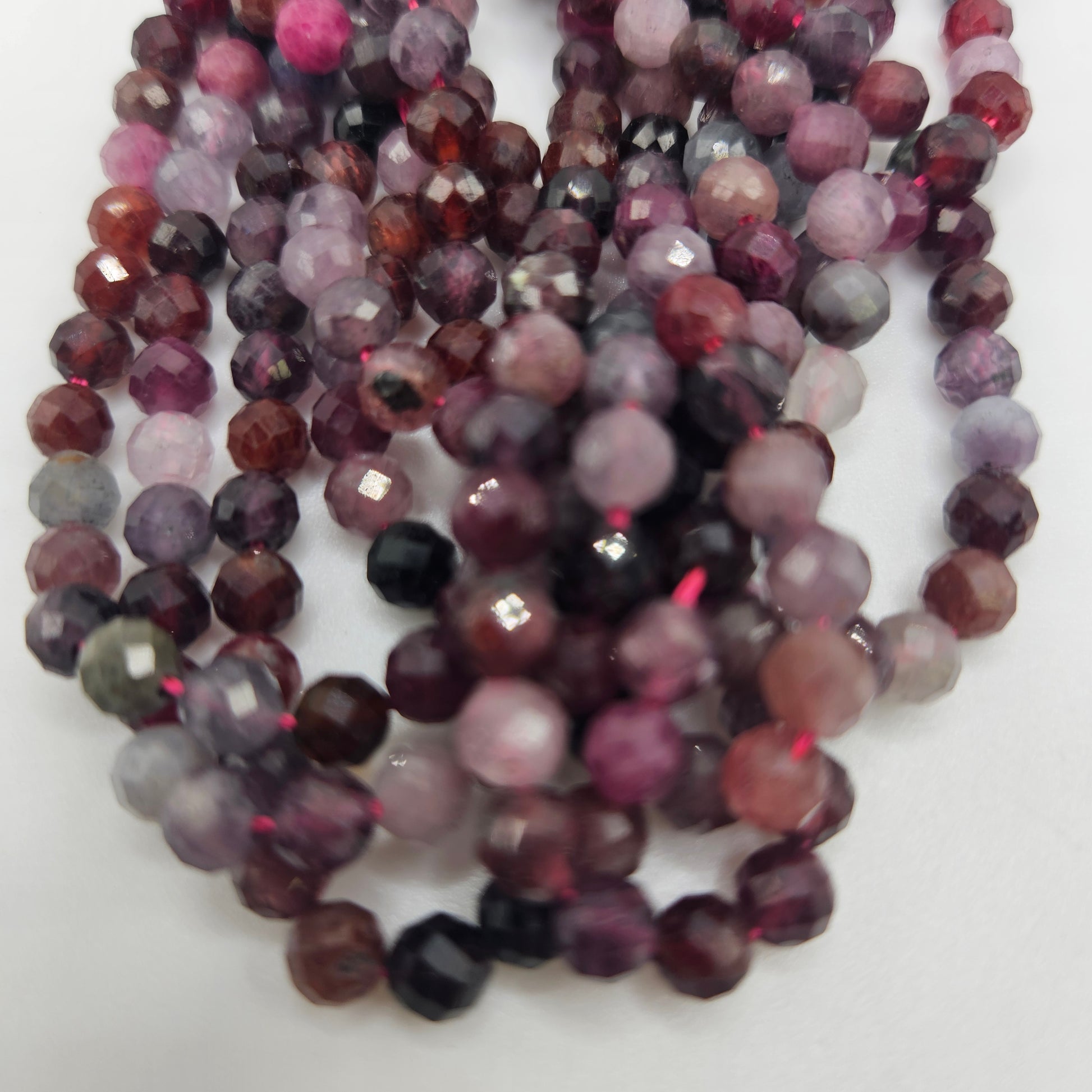 5mm Mixed Spinel Faceted Round Bead Strand.
