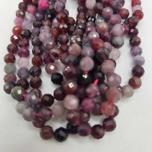 5mm Mixed Spinel Faceted Round Bead Strand.