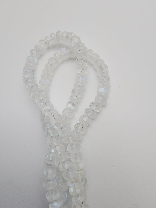 5mm Moonstone A Quality Faceted Bead Strand.