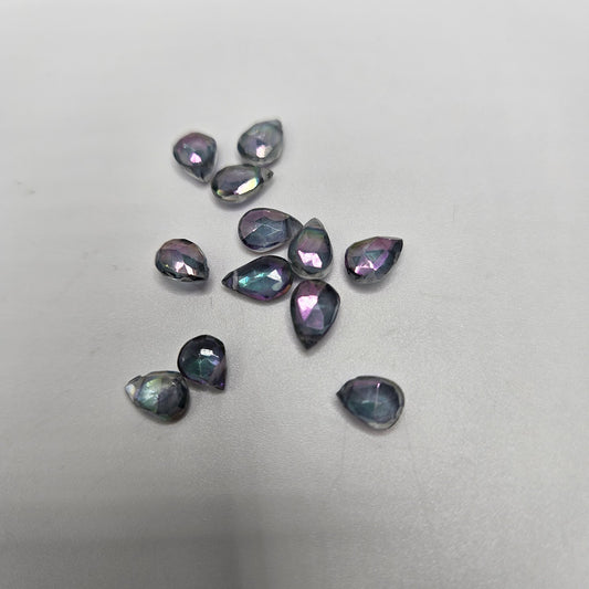 5mm Mystic Aura Quartz Drop Faceted Long Single.