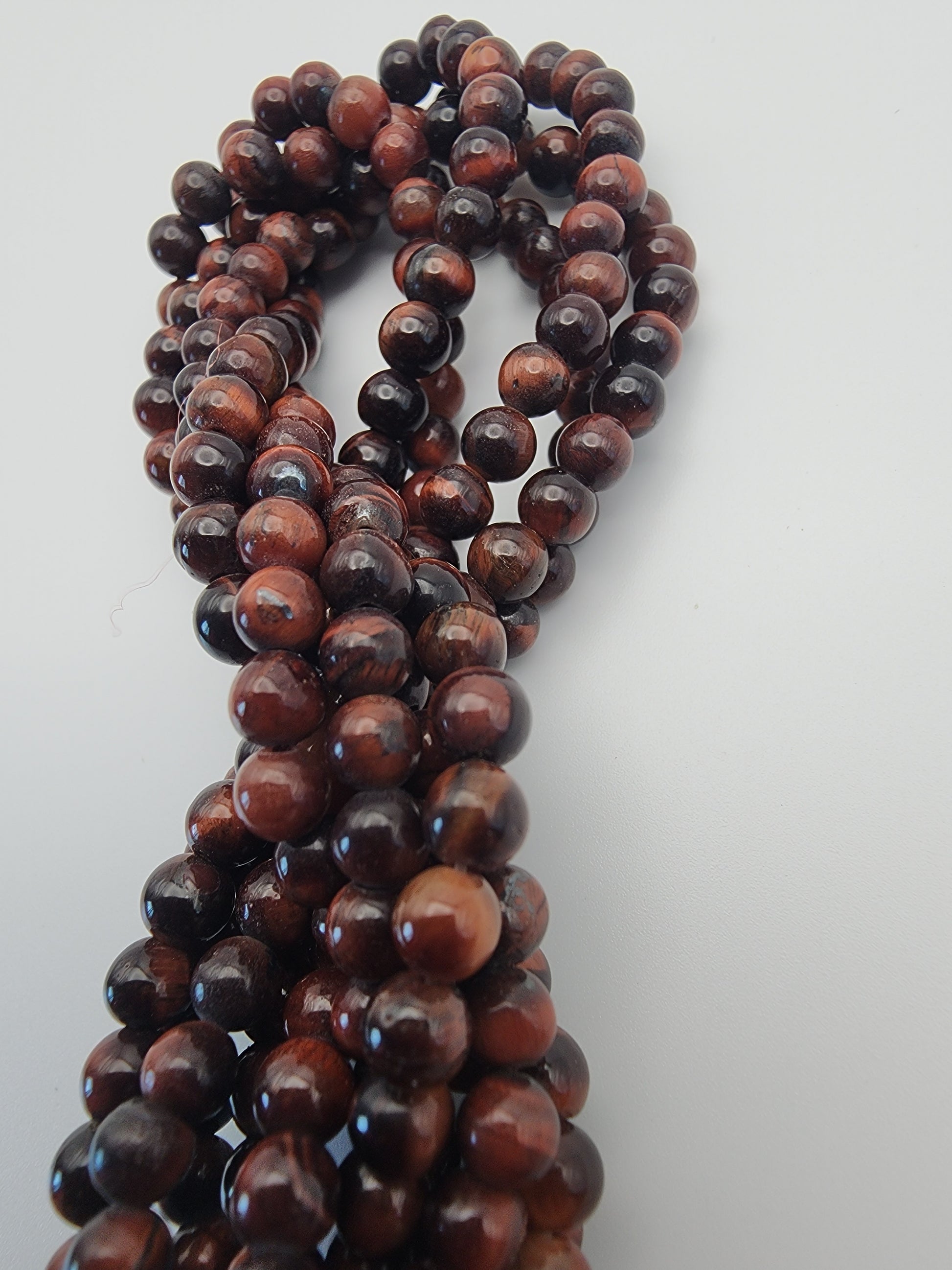5mm Red Tiger's Eye Round Bead Strand.