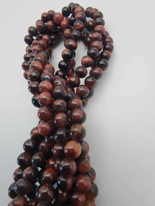 5mm Red Tiger's Eye Round Bead Strand.