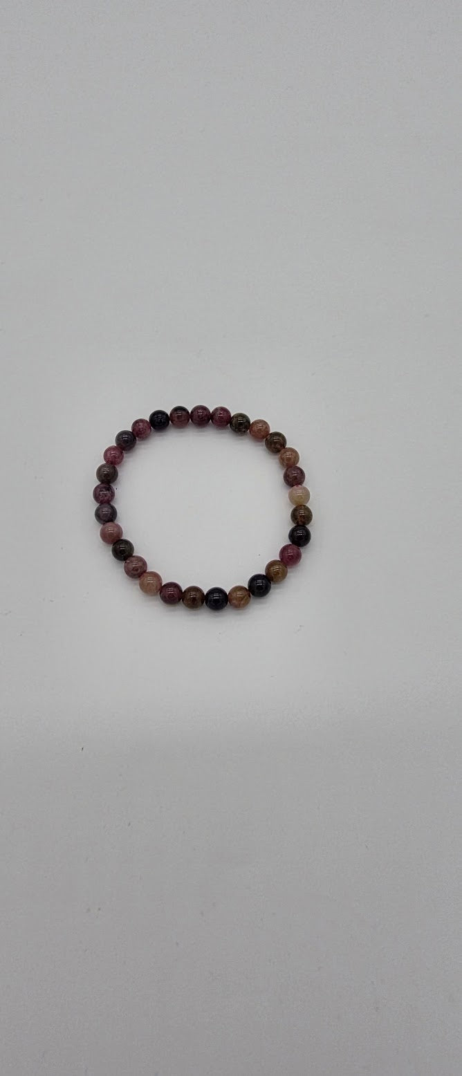 5mm Watermelon Tourmaline Stretch Bracelet.