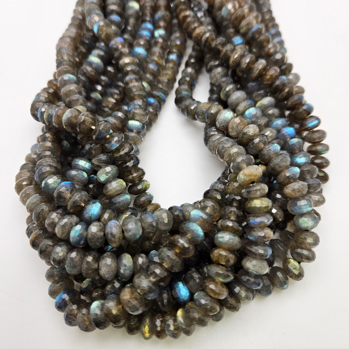 5x8mm Labradorite Rondelle Faceted Bead Strand.