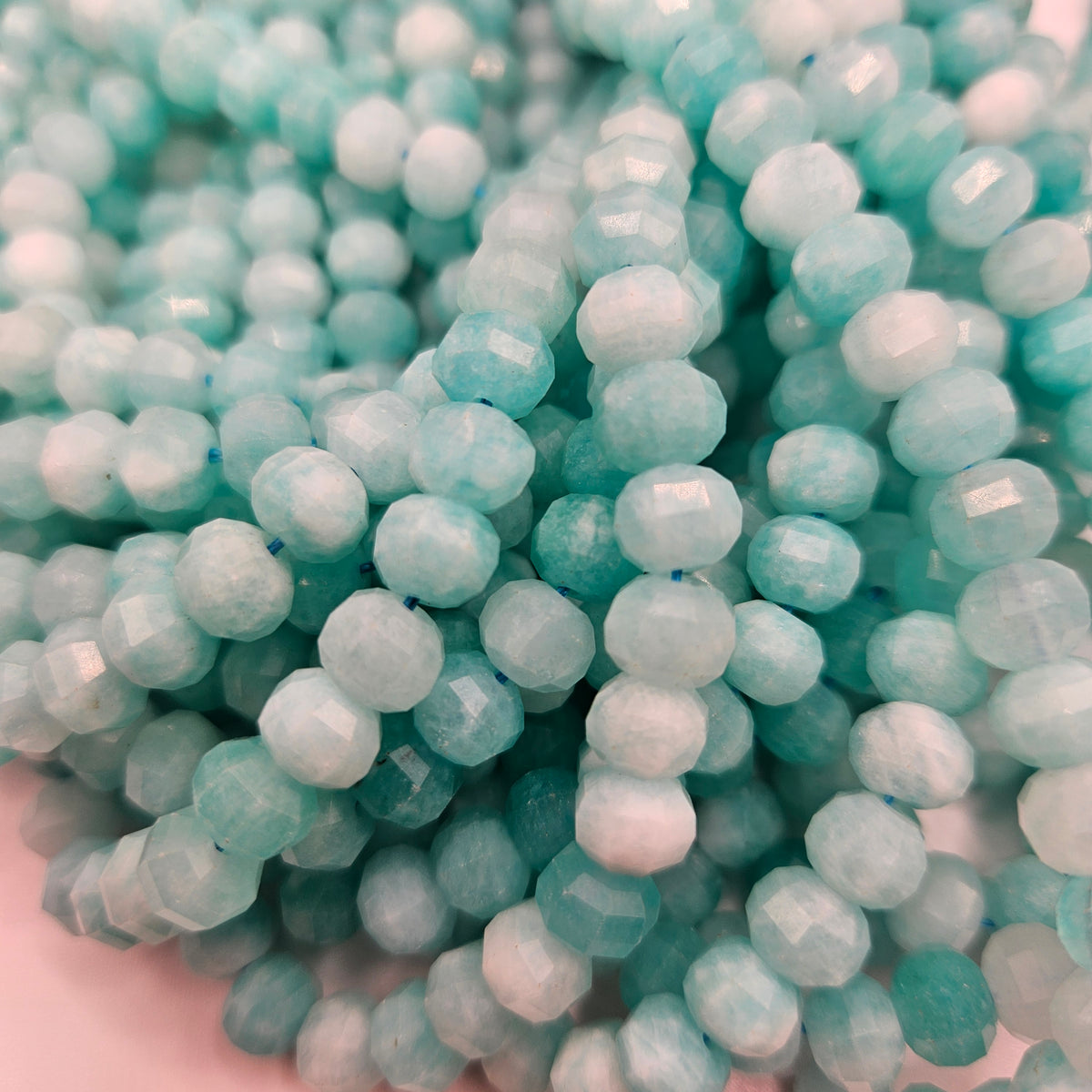 5x8mm Russian Amazonite Rondelle Faceted Bead Strand.