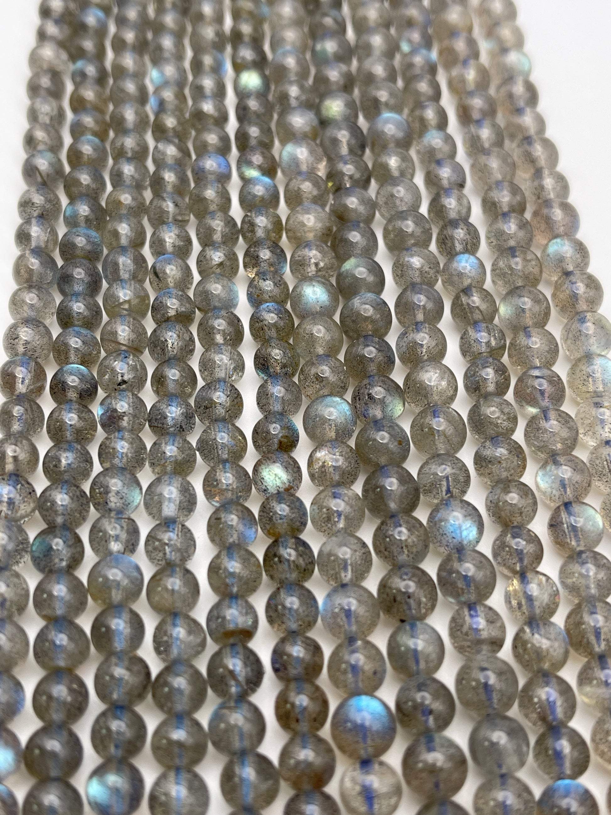 6-7mm Labradorite Round Smooth A Bead Strand.