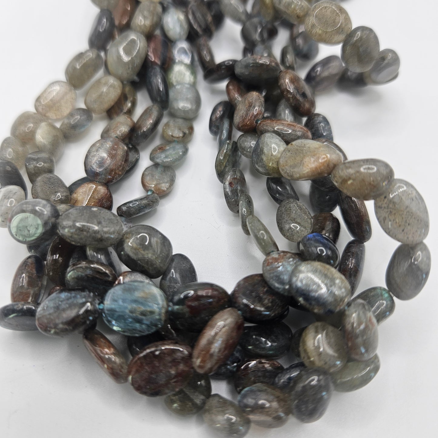 6 by 8mm labradorite oval bead strand.