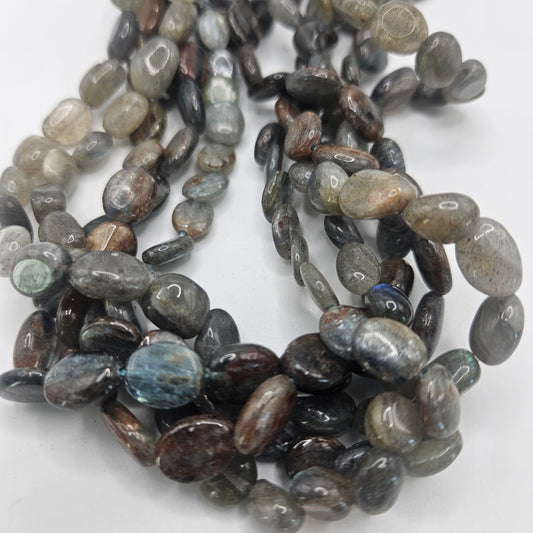 6 by 8mm labradorite oval bead strand.