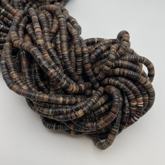 6mm Brown Shell Heishe Strand