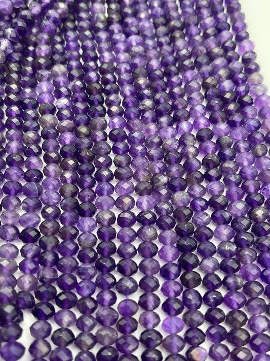 6mm Amethyst Faceted Rondell AAA Bead Strand.