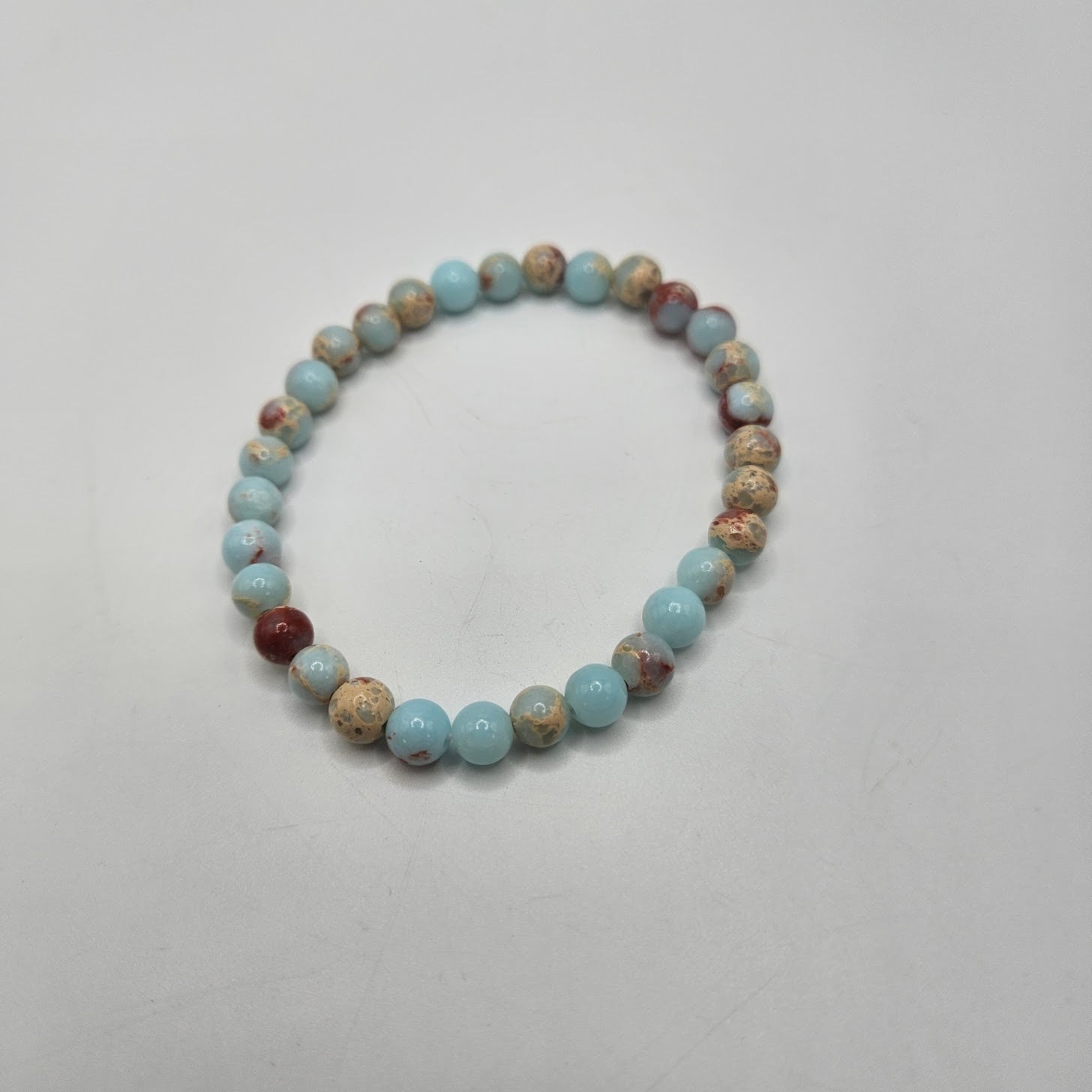 6mm Aqua Terra Jasper Stretch Bracelet.