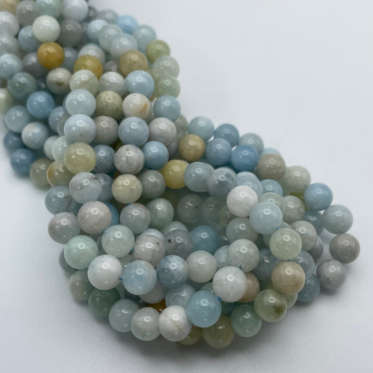 6mm Aquamarine Smooth Round Bead Strand.