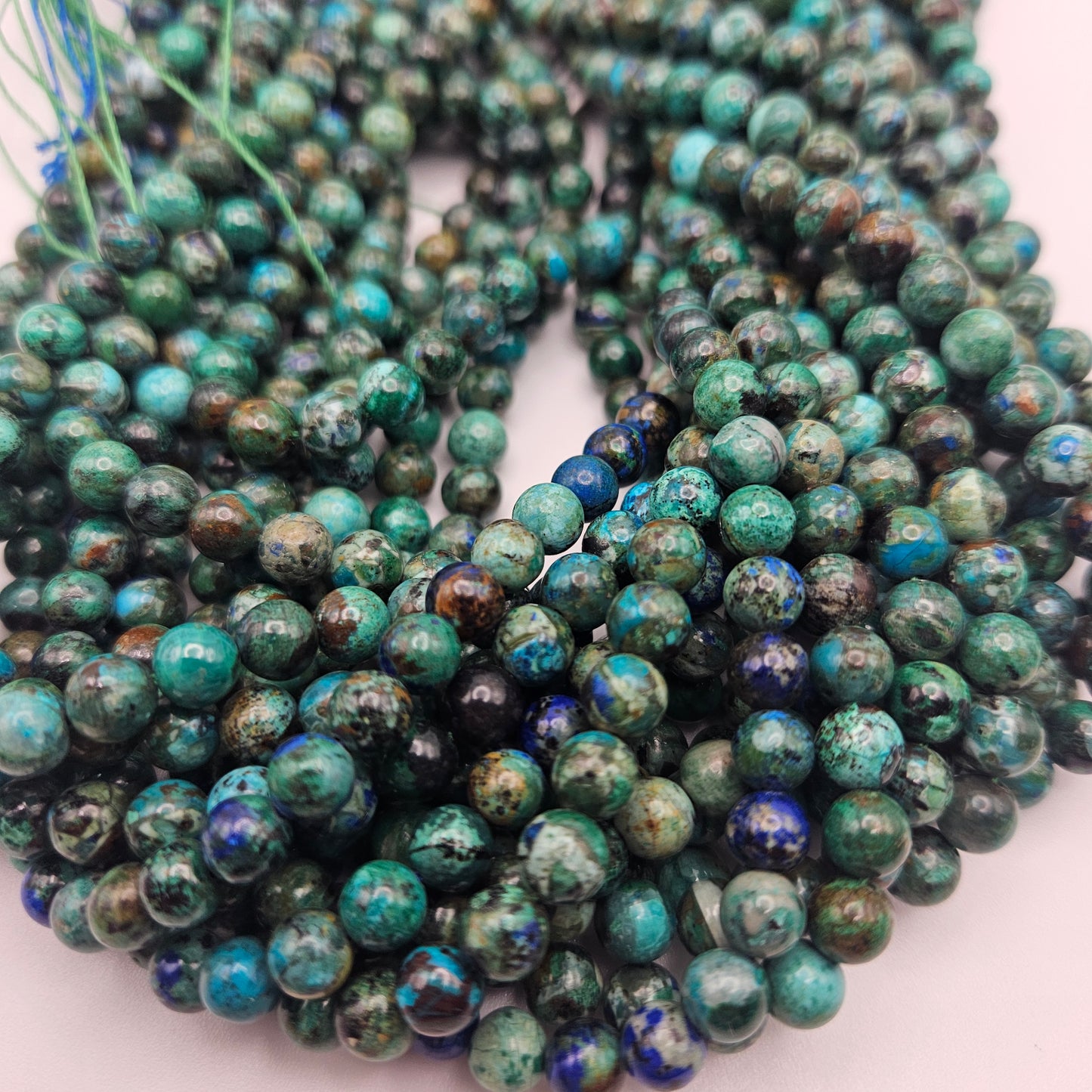 6mm Azurite Malachite Round Bead Strand.