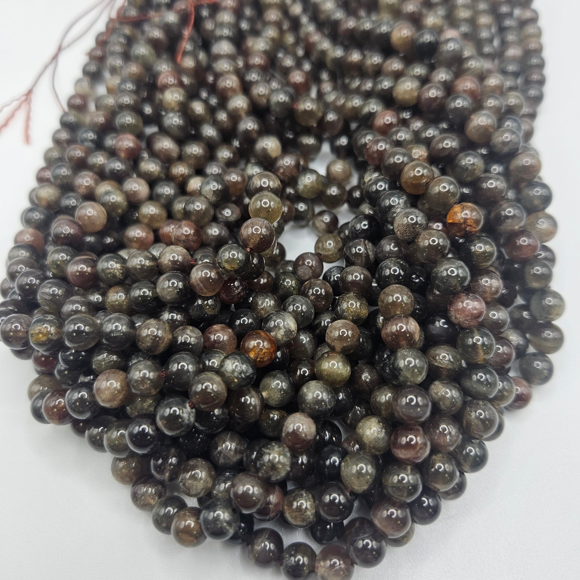 6mm Black Moonstone Round Bead Strand.