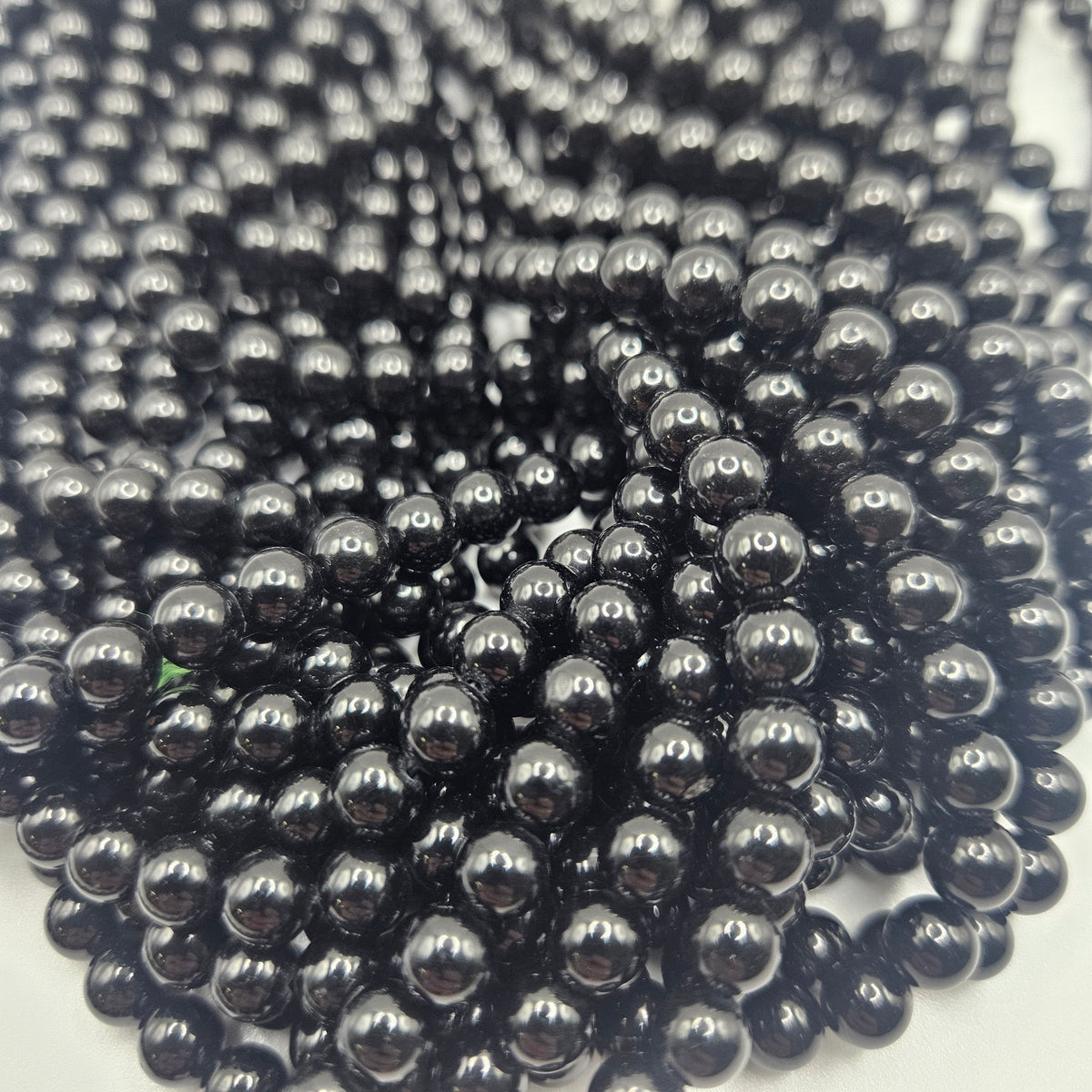 6mm Black Tourmaline Round Bead Strand.