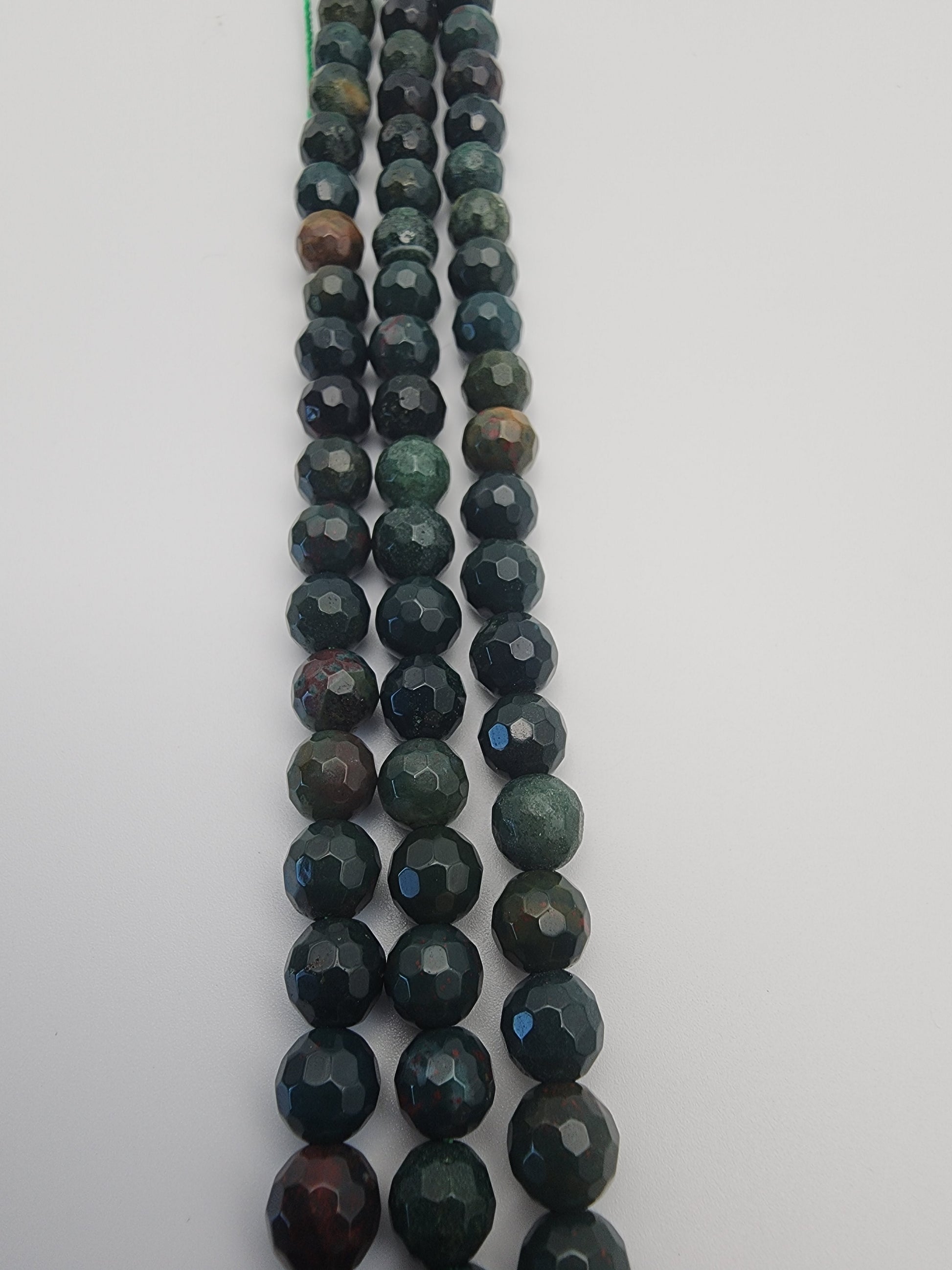 6mm Bloodstone Faceted Bead Strand.