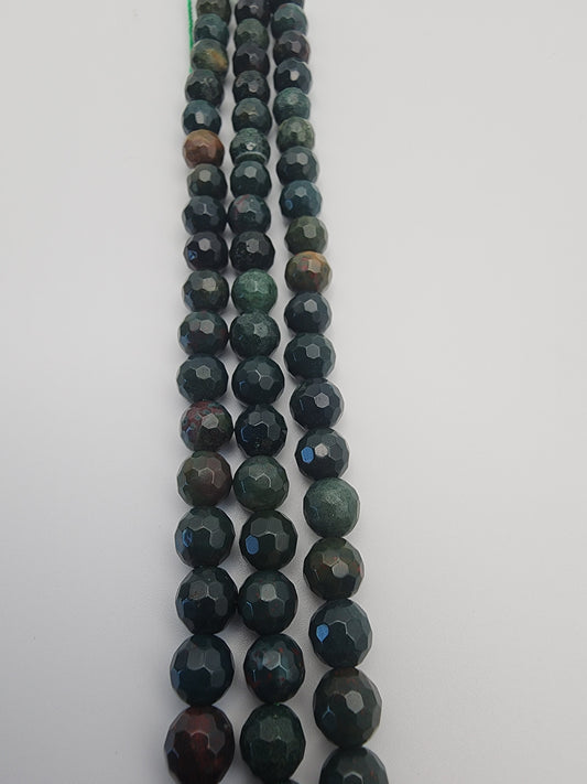 6mm Bloodstone Faceted Bead Strand.