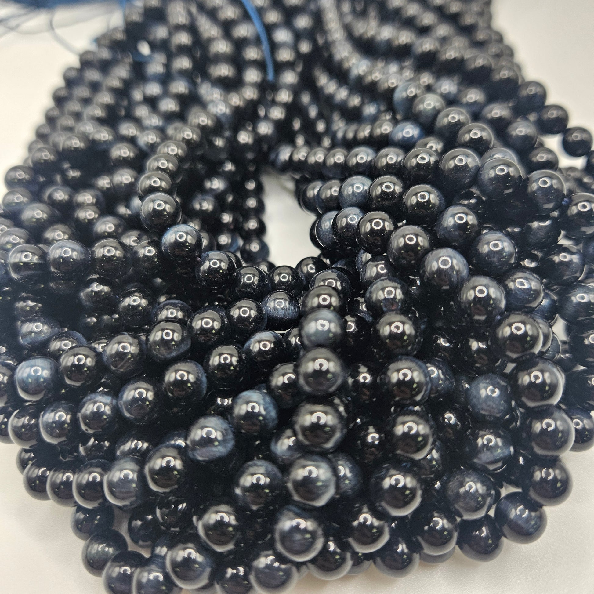 6mm Blue Tiger Eye Bead Strand.