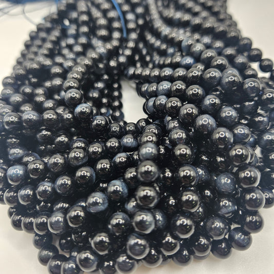 6mm Blue Tiger Eye Bead Strand.