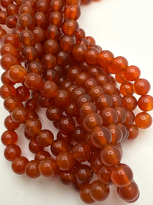6mm Carnelian Round Beads.