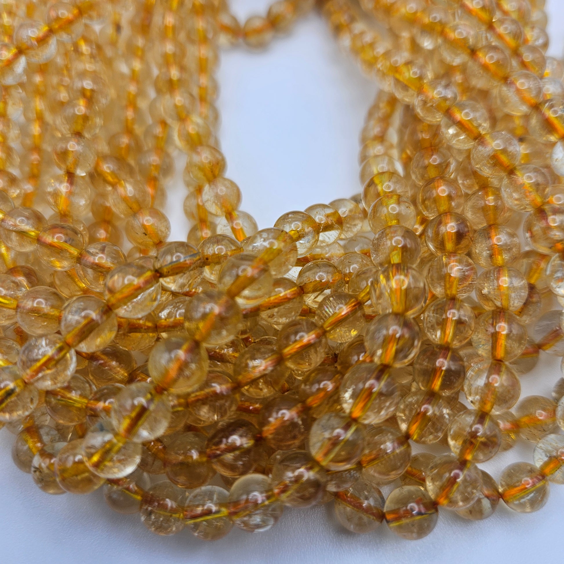 6mm Citrine Round Bead Strand.