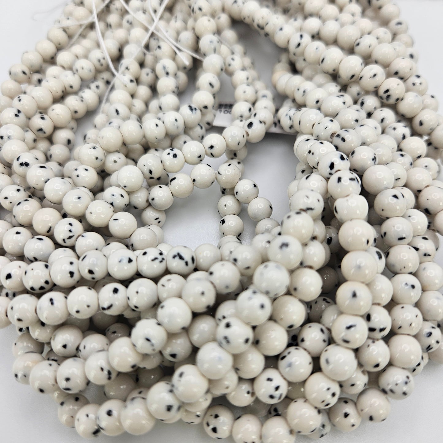 6mm Dalmatian Jade Bead Strand.