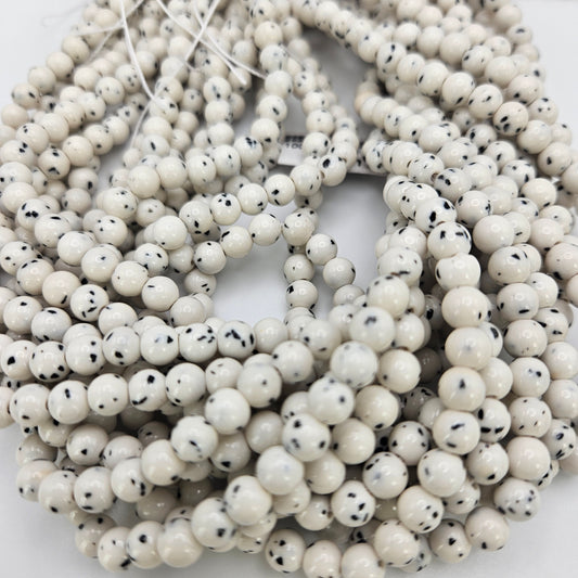 6mm Dalmatian Jade Bead Strand.