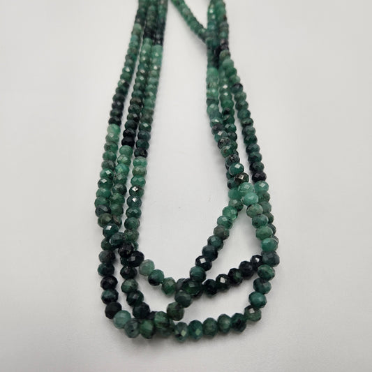 6mm Emerald Rondelle Faceted Bead Strand.