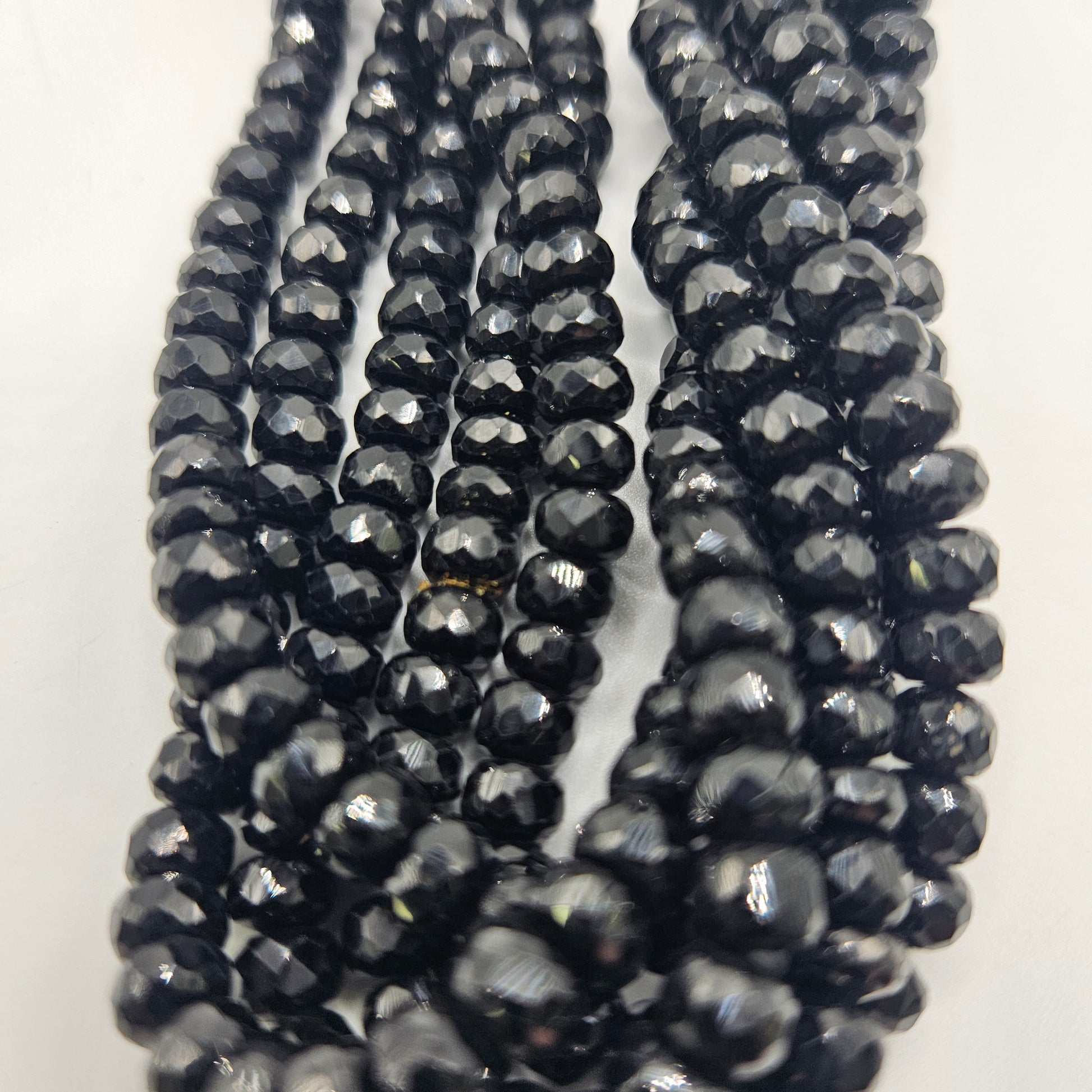 6mm Faceted Black Spinel Rondelle Bead Strand.