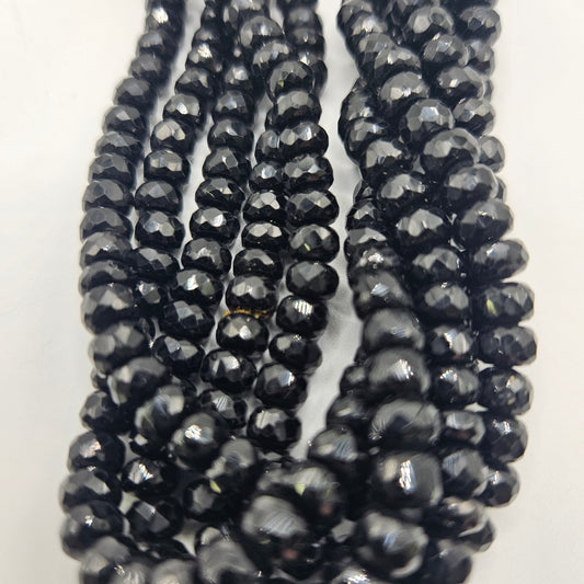 6mm Faceted Black Spinel Rondelle Bead Strand.