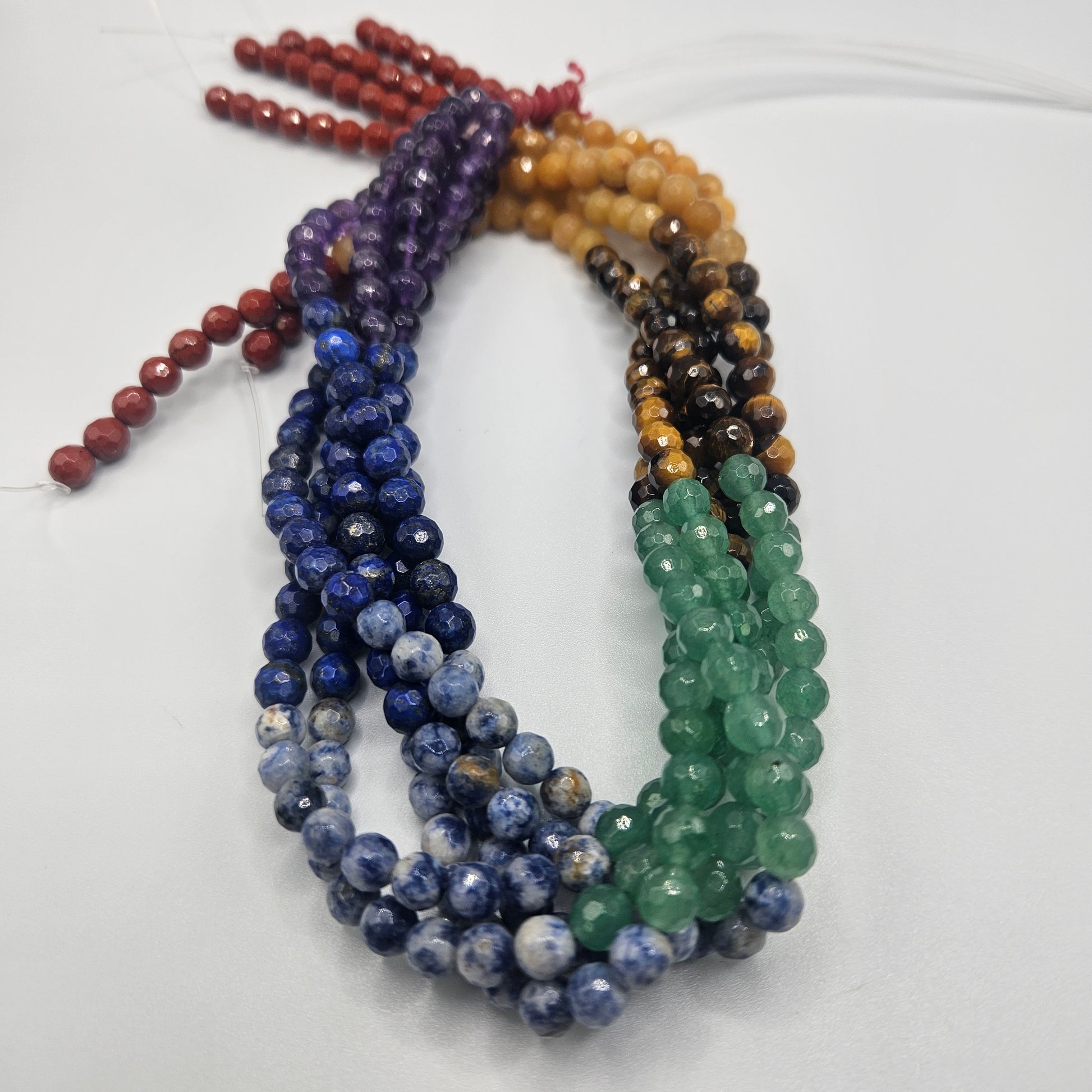 6mm Faceted Chakra Round Bead Strand.