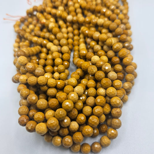 6mm Faceted Mookaite Jasper Round Bead Strand.