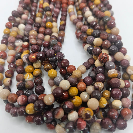 6mm faceted mookaite jasper round.